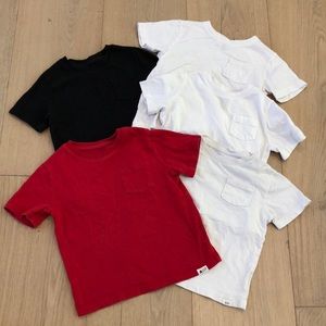 5 Baby Gap Playtime Favorite Tees (3 whites, 1 Black, 1 red) -3T